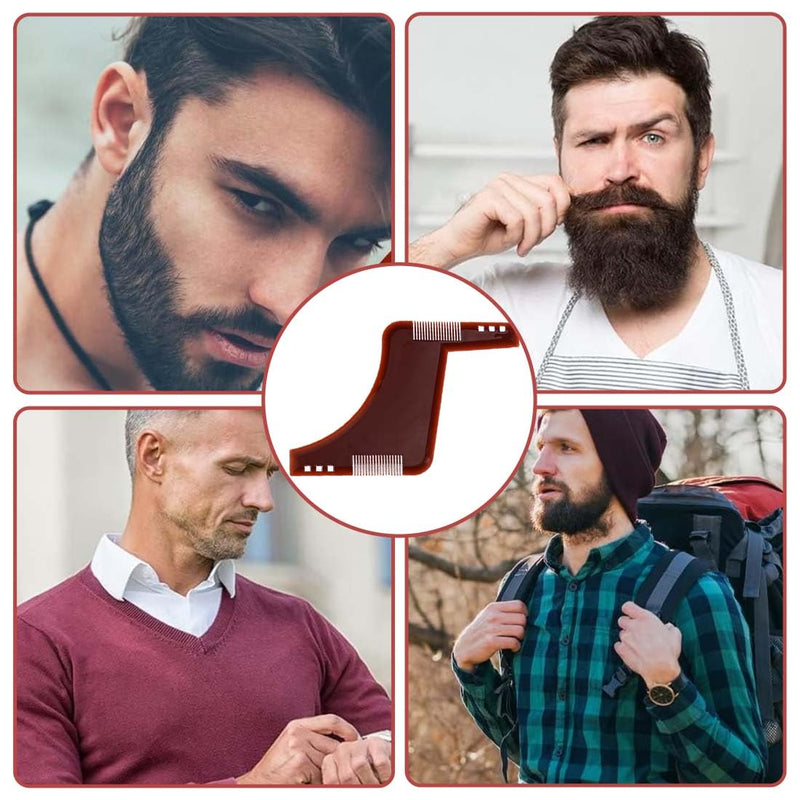 [Australia] - CPJJ Beard template and double-ended beard comb - precise styling for men's beard care, beard shapes for goatee sideburns neck, beard template for easy cutting, beard comb styling tool 