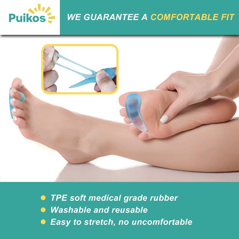 [Australia] - Puikos Pack of 4 Hammer Toe Pads Hallux Valgus Correction Toe Separator Toe Separator Set Silicone Bunion Hammer Toe Correctors (Blue) 