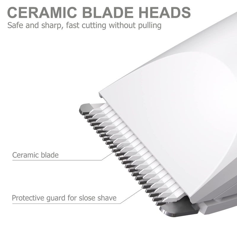 [Australia] - OLOV Electric Body Hair Trimmer - Groin Trimmer for Men - Bikini Trimmer Women - Wet/Dry Shaver Groomer, Replaceable Ceramic Blade Heads, USB Recharge Dock, Waterproof Hygiene Razor, White Rose Gold ＆ White 