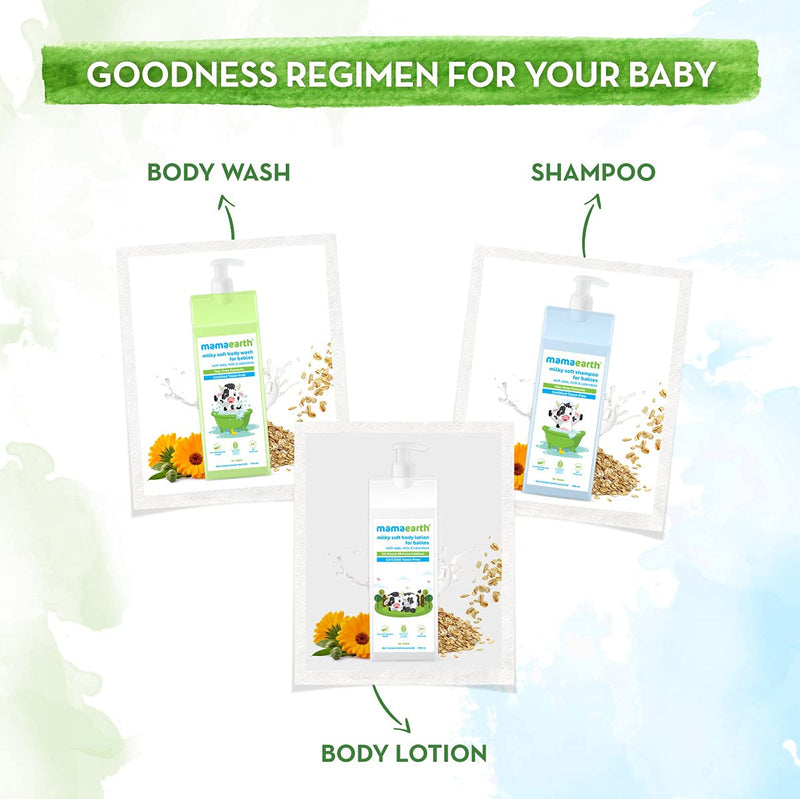 [Australia] - MAMAEARTH Baby Milky Soft Shampoo | Gentle Cleansing with Oats Milk & Calendula | Nourishing for Healthy Hair & Scalp | Tear-Free & Paraben-Free | 13.53 Fl Oz (400ml) 