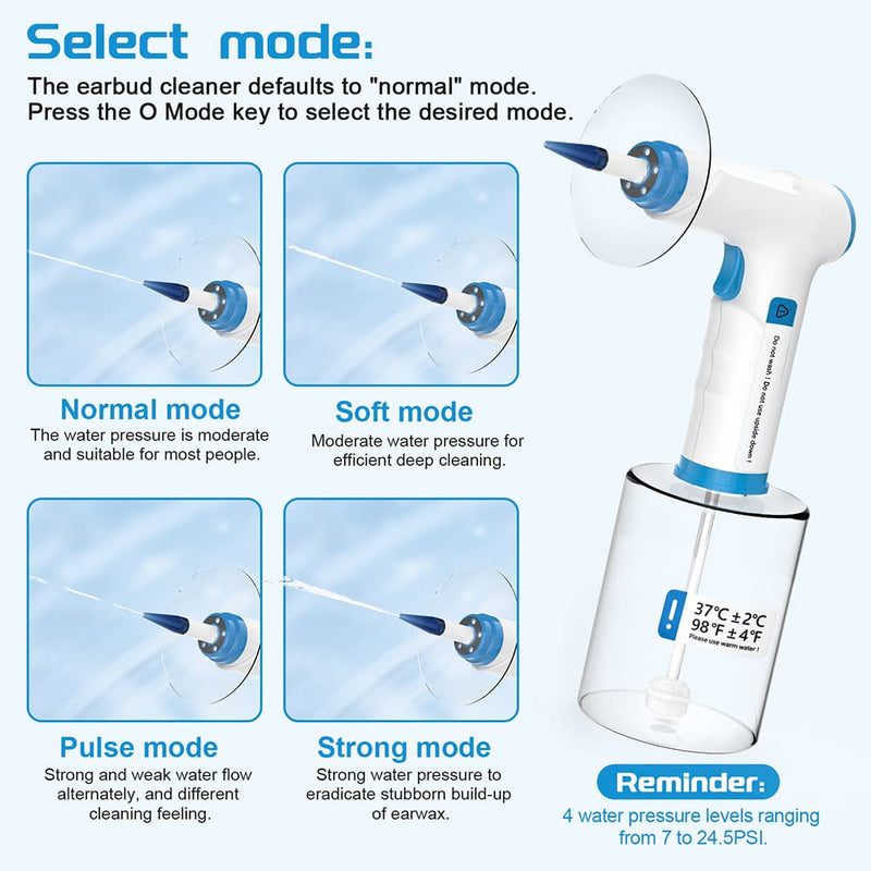 [Australia] - Earwax Remover, Electric Ear Cleaning Set, 4 Cleaning Mode Settings, Rechargeable Ear Cleaner, Safe, Effective Ear Cleaner, With 9+1 Ear Tips and Water Catching Basin 10 Disposable Tips 