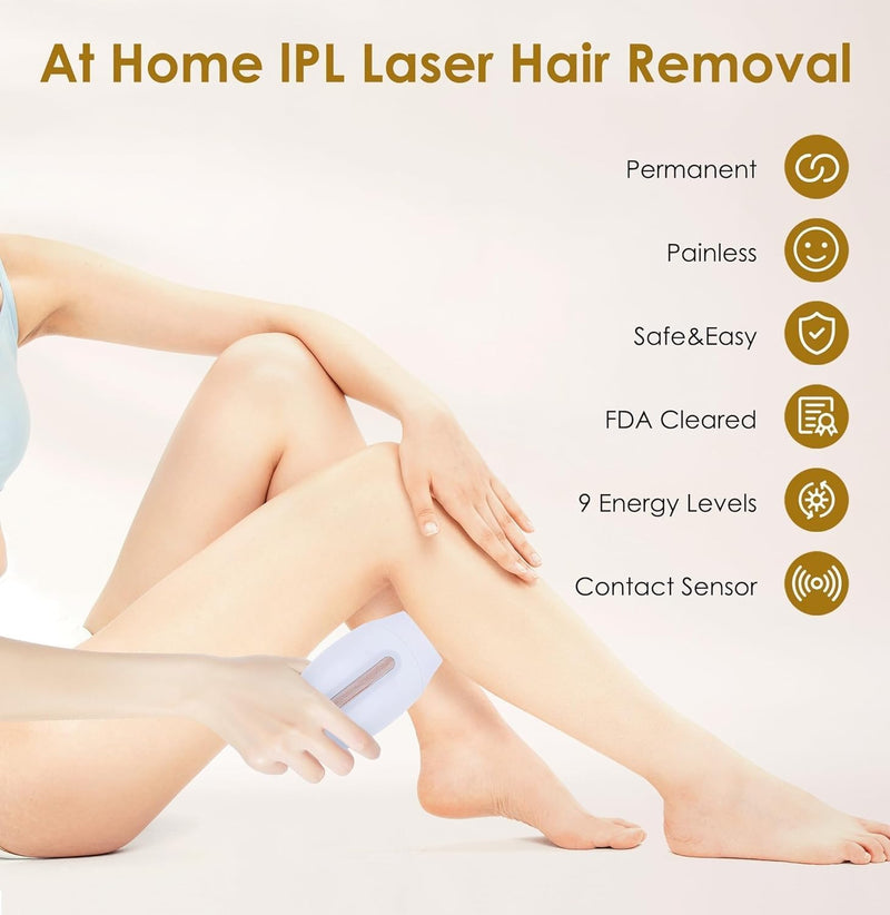 [Australia] - Laser Hair Removal Device IPL Hair Removal Permanent for Women at-Home, Painless Laser Hair Remover Whole Body Armpits Back Legs Arms Face Bikini Line White 