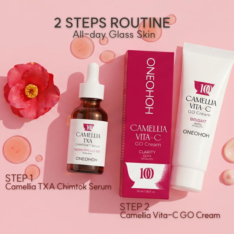 Camellia TXA CHIMTOK™ Serum, Tranexamic Acid Serum for Dark Spots, Hyperpigmentation & Melasma, TXA + Vitamin C, Korean Brightening Serum with Micro-Spicule Texture Care, 1.01 fl oz Camellia TXA Dark Spot Serum