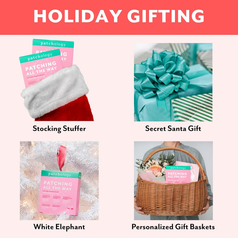 Patchology Patching All The Way Gift Set – Hydrating Gel Masks with Collagen, Retinol, Hyaluronic Acid & Vitamin C – Holiday Skincare Set with 5 Pairs for Puffy Eyes, Dark Circles & Fine Lines
