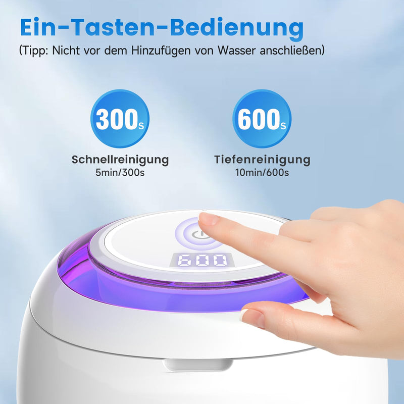 [Australia] - Ultrasonic Cleaning Device 48000Hz Ultrasonic Cleaner | 24W | 180ML | Ultrasonic Cleaner with UV Lamp Ultrasonic Bath for | Dentures | Retainers | Aligners | Prostheses | Dental splint | Jewelry | (White) Arctic White 
