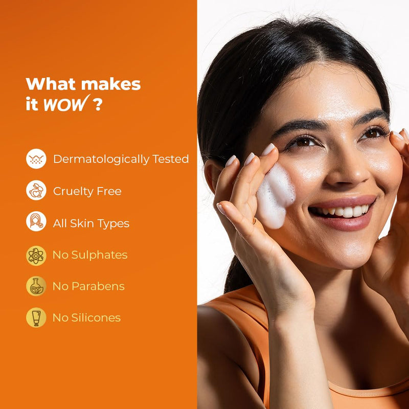 WOW Skin Science Vitamin C Exfoliating Face Wash With Brush, Soft, Silicones Bristles, Foaming Cleanser For All Skin Type, Hydrate For Smooth Skin, Helps Remove Blackheads, Reduce Acne Breakout, 100ml 3.4 Fl Oz (Pack of 1)