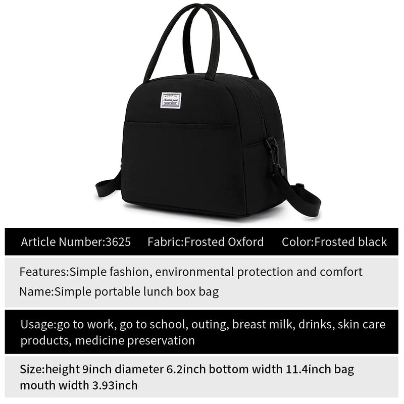 [Australia] - lunch bag women & men, Reusable Insulated Cooler Lunch Box Adult Water Resistant Lunch tote bag for Work Picnic Beach or Travel Black 