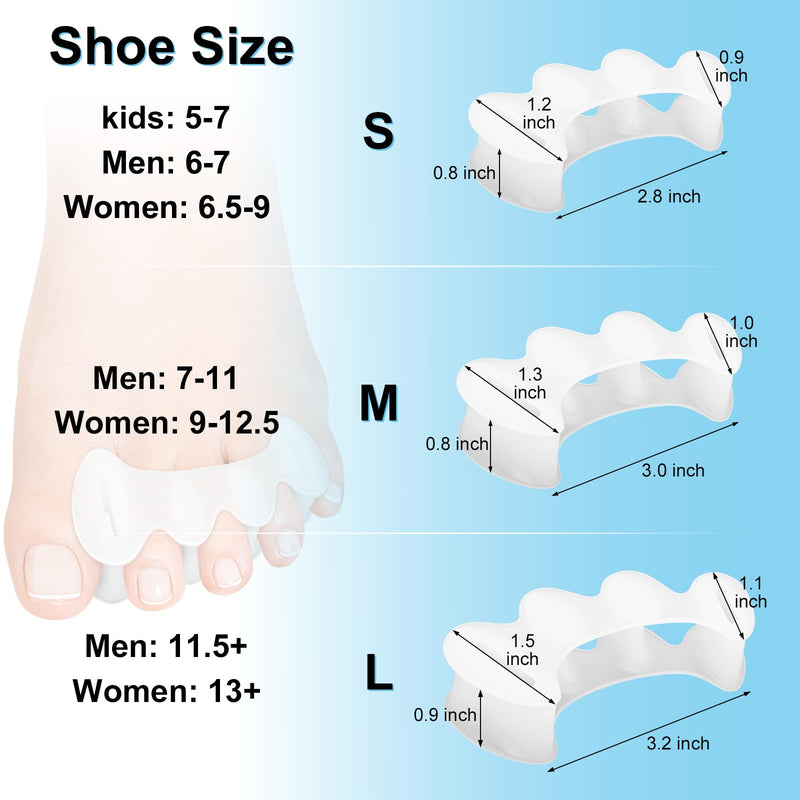 [Australia] - 2Pairs Toe Spacers for Women and Men, Toe Separators for Correct Bunion, Relieve Feet Pain, Foot Alignment, Toe Straighteners for Hammertoes, Plantar Fasciitis (Large) Large 