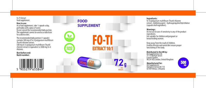Hepatica Fo-Ti Root (He Shou Wu) 5,000mg Equivalent | 500mg 10:1 Polygonum Multiflorum Extract | 120 Vegan Capsules | 4-Month Supply | 3rd Party Lab Tested