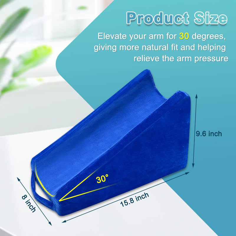 [Australia] - Arm Elevation Pillow Support Wedge Elevating Arm Medical Pillow Post Surgery Elevated Surgical Wedge Arm Pillows for Sleeping Elbow Therapy Wedge Foam Support Hand Elevator Broken Arm Wrist Recovery Blue 