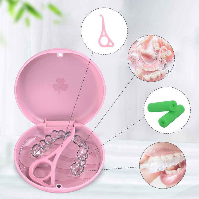 2 Pack Retainer Case, Aligner Case, Orthodontic Retainer Case, Retainer Mouth Guards Travel Case - Pink. 2pcs Pink