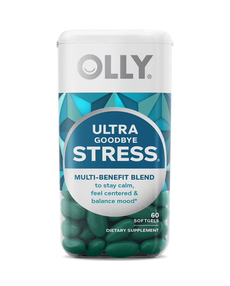 OLLY Ultra Women's Multi Softgels & Ultra Strength Goodbye Stress Softgels, GABA, Ashwagandha, L-Theanine and Lemon Balm, Stress Relief Supplement - 60 Count