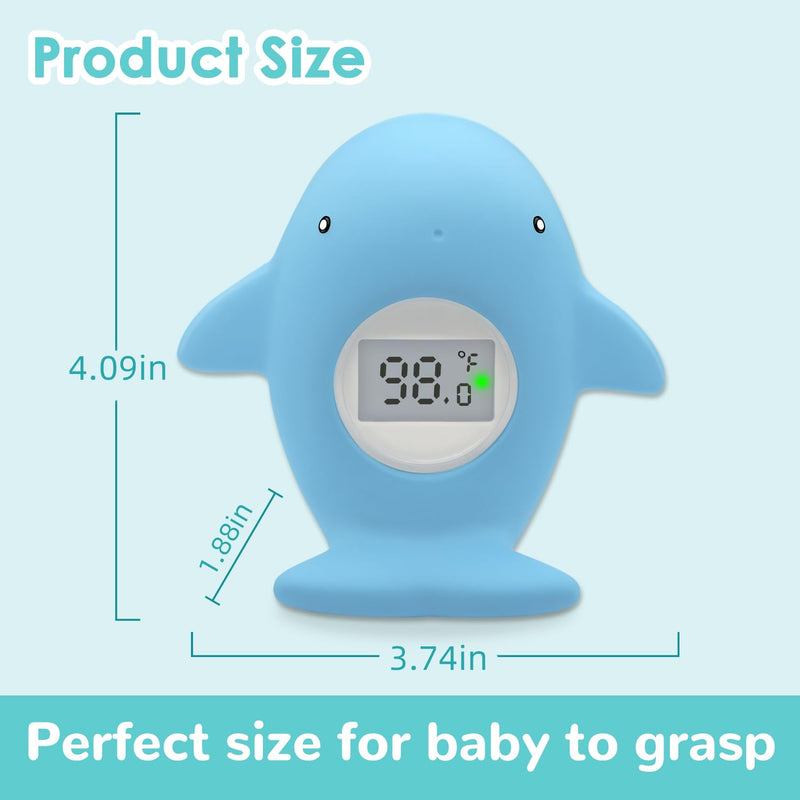 Baby Bath Tub Thermometer - Bathtub Water Thermometer with Room Temperature - Safety Floating Whale Bathtub Toy - New Upgraded Mute Flashing Alert, Gift for Mom Newborn Infant