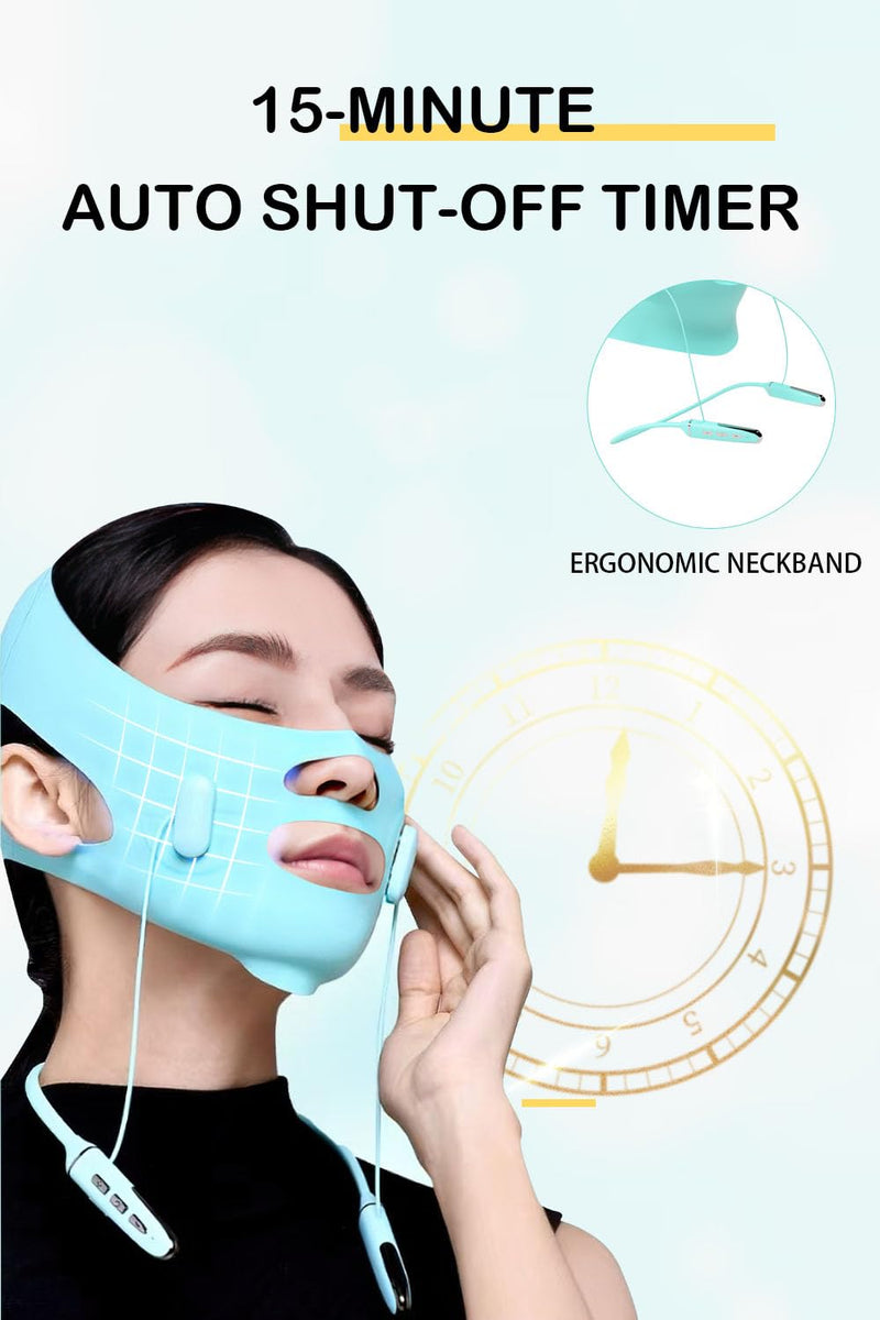 Face Belts with Adjustable Straps,Double Chin Reducer and Face Lift Device with 4 Modes and 5 Gear Adjustable Intensities - Intelligent Double Chin Machine for V-face