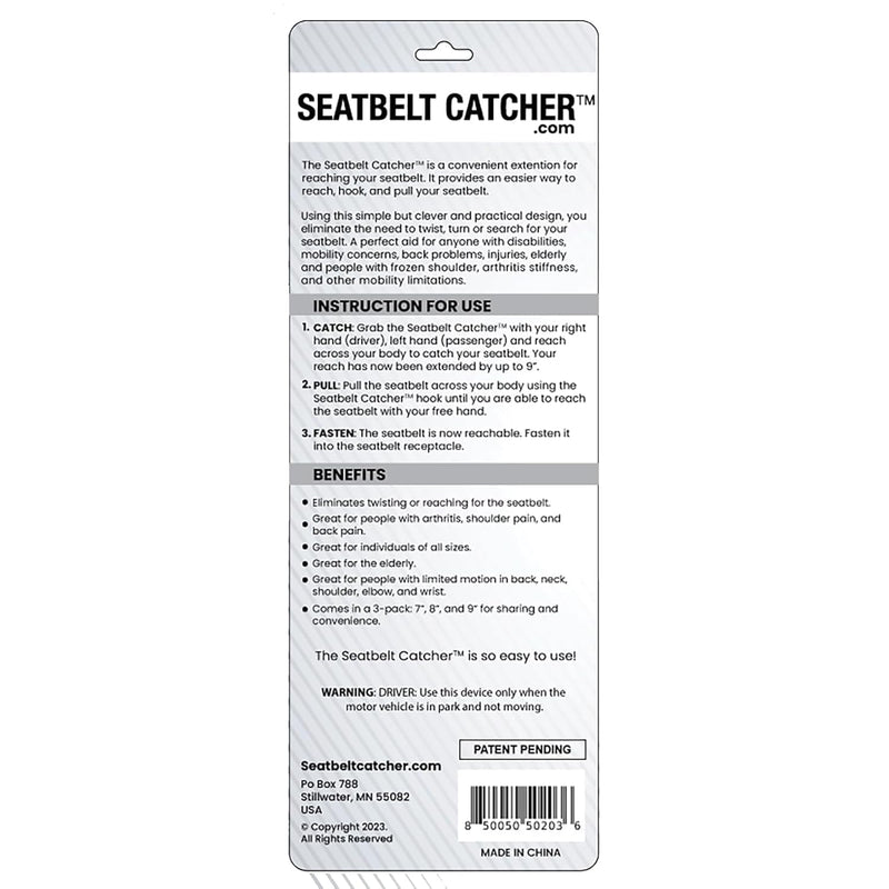 [Australia] - Seatbelt Catcher - Set of 3 Car Seatbelt Extender Grabbers for Seniors - Mobility & Daily Living Aids and Assistive Devices for Elderly with Neck & Shoulder Mobility Issues - 9", 8" 7" - Black 3 Piece 
