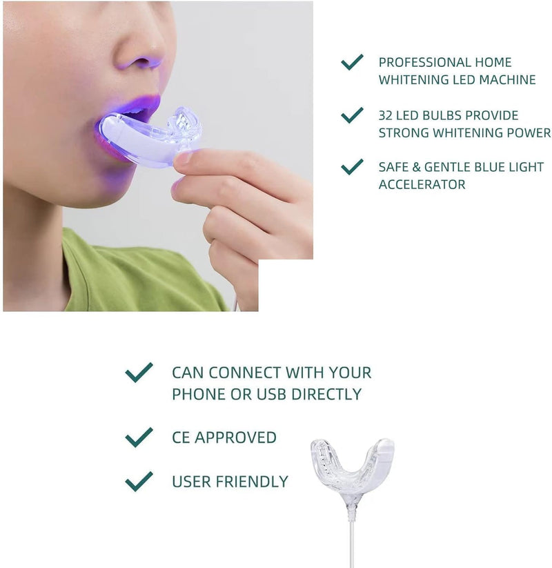 [Australia] - Red Light Therapy for Gums, Toothache Relief, 32 LED Periodontal Light, Bleeding Gums, Gum Health Red Light, with adapters for USB/C, iPhone, and Android 