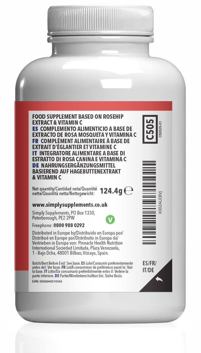 Rosehip Extract 6000mg with Vitamin C | Supports Joint Health & Skin Wellness | Vegans and Vegetarians Friendly | 240 Capsules = 80 Days' Supply | Made in The UK in Accordance with GMP Standards Unflavoured 1 count (Pack of 240)