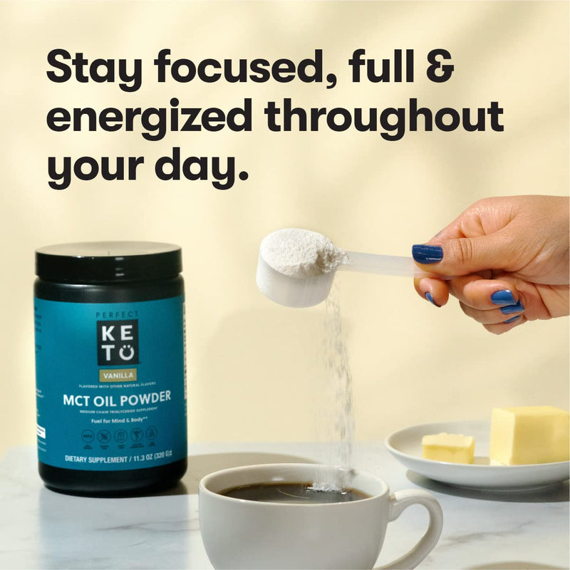 [Australia] - Perfect Keto MCT Oil Powder, Medium Chain Triglycerides, Ketogenic Non-Dairy Coffee Creamer and Bulk Supplement, 30 Servings (Vanilla) Vanilla 
