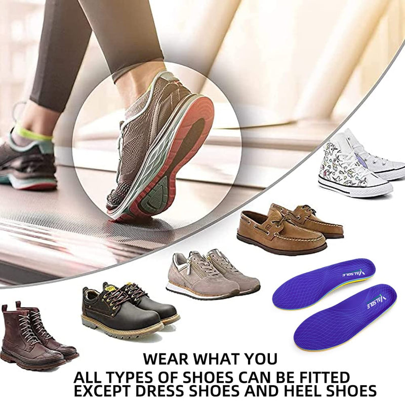 [Australia] - VALSOLE Heavy Duty Support Pain Relief Orthotics - 220+ lbs Plantar Fasciitis High Arch Support Insoles for Men Women, Flat Feet Insert, Work Boot Shoe Insole, Absorb Shock with Every Step MEN 10-10 1/2 | WOMEN 12-12 1/2--(290mm) Blue-xva227 