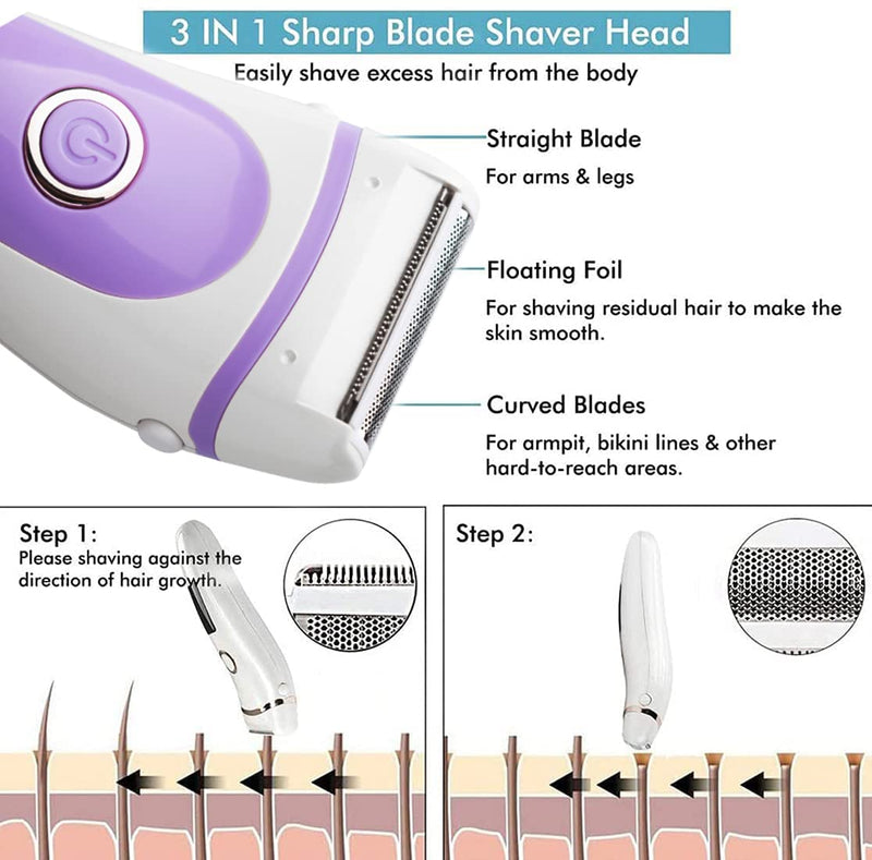 [Australia] - Electric Lady Shaver Bikini Trimmer Wet & Dry Rechargeable Cordless Painless Electric Razor for Women, LED Display Razor for Legs Underarms (Violet) Violet 