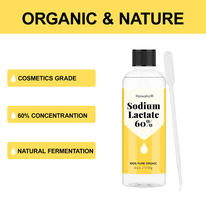 [Australia] - 6 Ounce Sodium Lactate for Soap Making & Lotions, Premium Sodium Lactate Liquid, 60% Concentration, Cosmetic Grade, Moisturize Anti-Aging, Makes Soap Harder and Unmold Faster 6 oz 