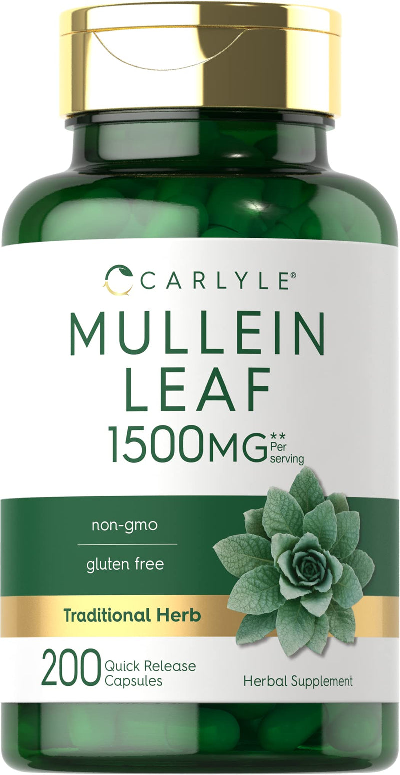 Carlyle Mullein Leaf Extract 1500mg | 200 Capsules | Verbascum Thapsus | Non-GMO, Gluten Free Supplement