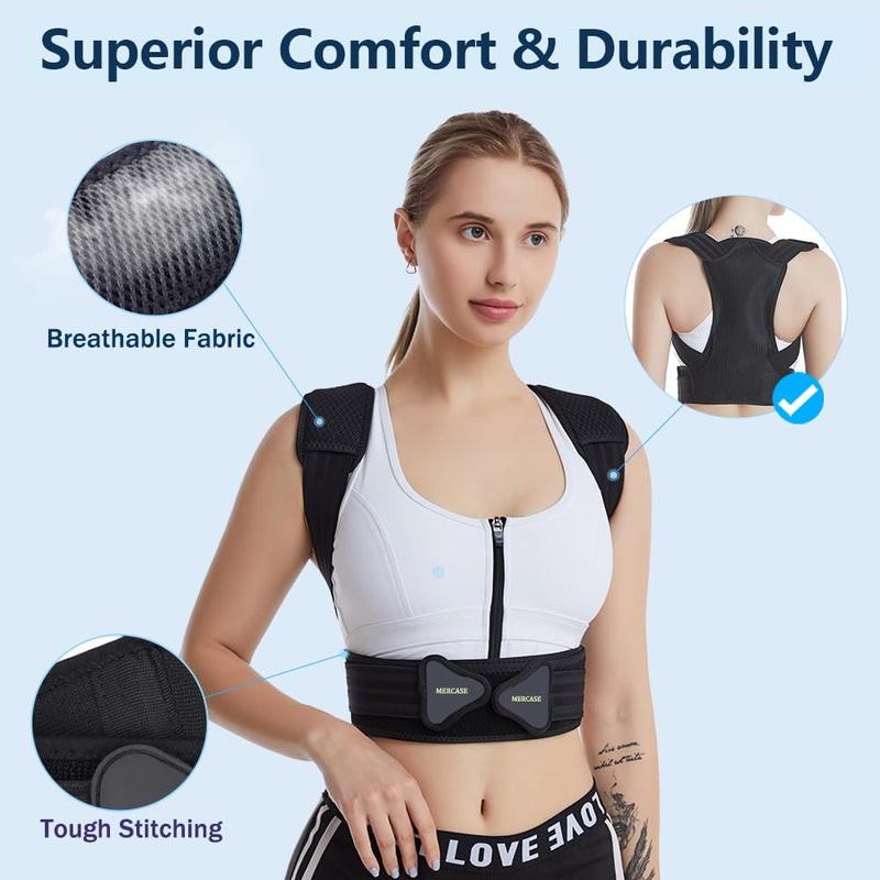 Mercase Professional Posture Corrector for Men & Women, Maximum Support Back Brace, Adjustable & Rigid for Upper Back Pain, Shoulder Relief, Spine Alignment, Stops Slouching, Medium (23-32 in) Medium (Pack of 1)
