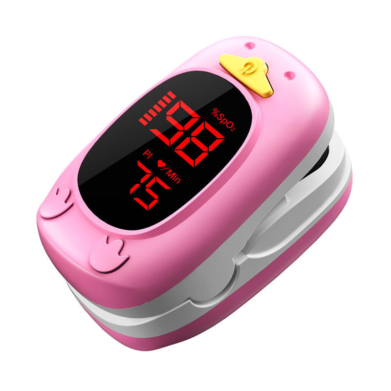 [Australia] - Children's pulse oximeter, HOLFENRY oxygen saturation meter oximeter children's finger pulse oximeter with cute design for SpO2 and pulse measurement for adults baby from 2 use at home and at school pink 