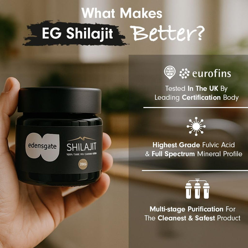 Edensgate Shilajit Resin 20g – Pure Himalayan Shilajit Resin Supplement | Mineral Rich Fulvic Acid Complex | Traditional Ayurvedic Resin | Natural Daily Wellness Support