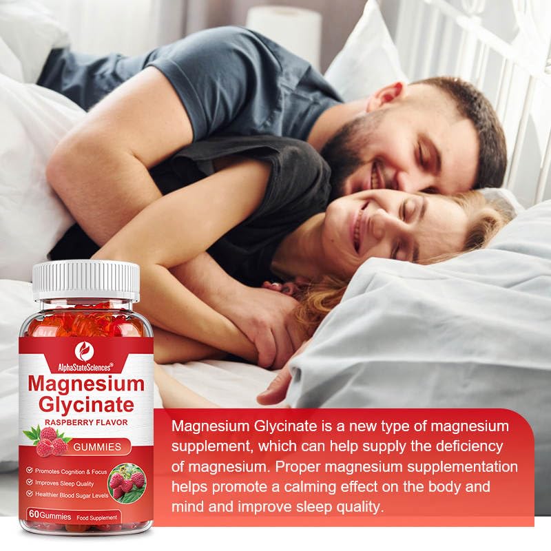 Magnesium Bliss: Raspberry Gummy Bears for Enhanced Focus, Restful Sleep, and Balanced Blood Sugar (500mg Magnesium Glycinate) - 60 Gummies