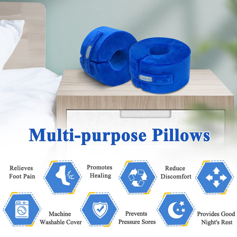 Zelen Foot Elevation Pillows Ankle Wedge Foot Support Pillow Heel Protectors for Pressure Sores Leg Rest Cushion for Bed Sores Ulcer Sleeping Ankle Protector Elevated Foam (Medium, 1 Pair)