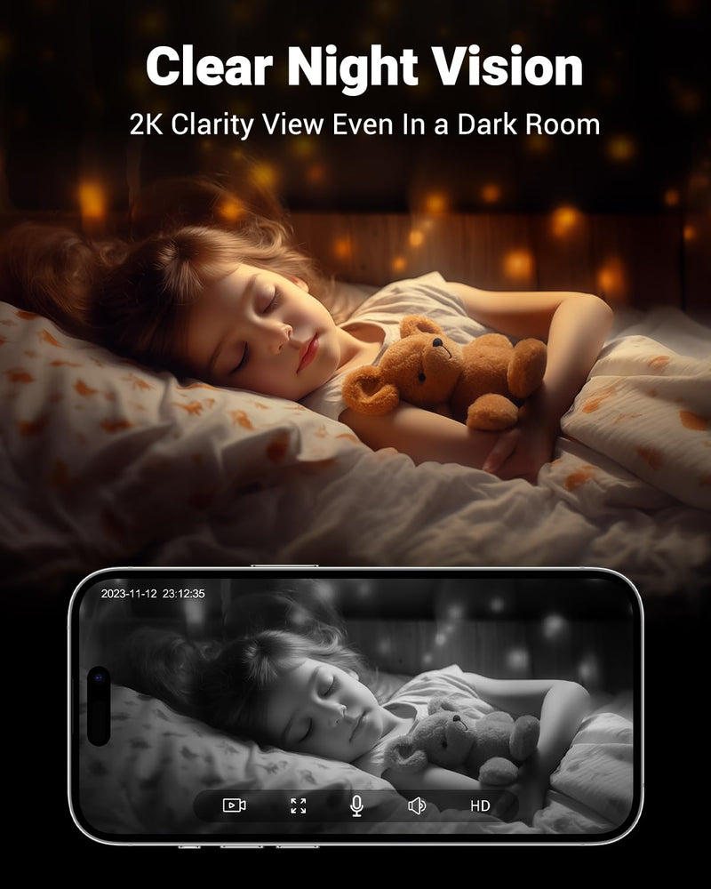 [Australia] - MUBVIEW 5G Wifi Indoor Security Camera No Subscription, Pet Camera with Phone App, Baby Monitor Wifi Smartphone, 2K Night Vision Pan-Tilt Dog Camera, Auto Tracking, 2-Way Audio, SD or Cloud Storage Yellow 5G&2.4GHz 1 PC 