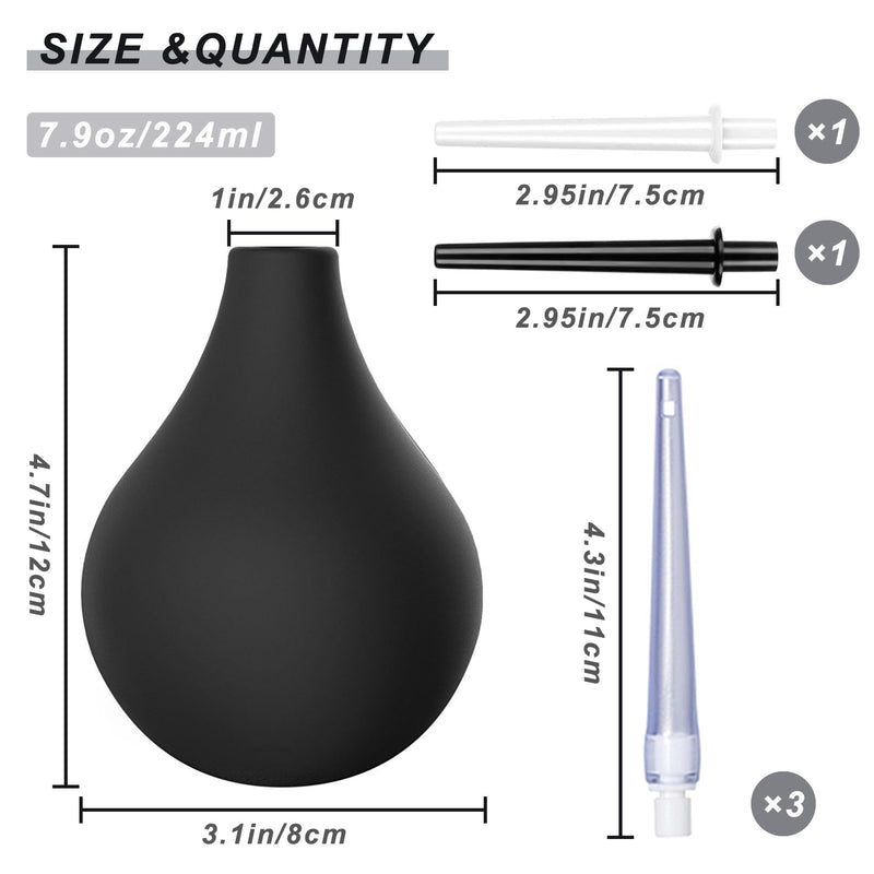[Australia] - Enema Bulb Kit Anal Douche for Men Women 7.9oz Enema Kit for Colon Cleansing Made of Comfortable Silicone with 5 Nozzles 