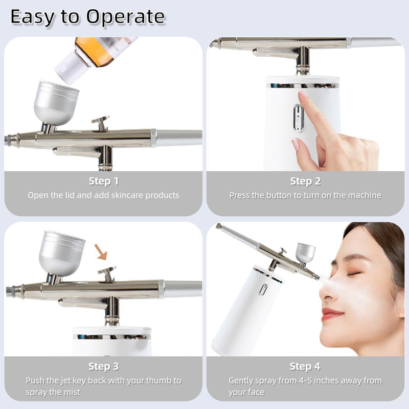 [Australia] - Microtree Nano Facial Steamer - Rechargeable & Portable High Pressure Face Oxygen Sprayer Machine, 0.3mm Nozzle Micro Mist Skin Hydrator, Essential Water Infusion Facial Spa Treatment, White 