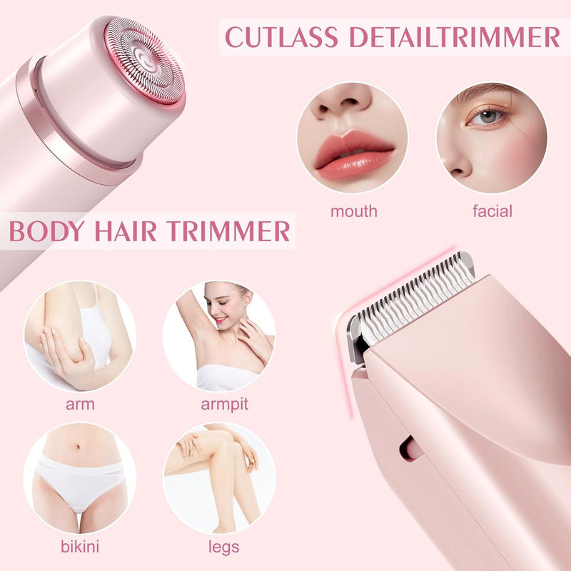 [Australia] - Bikini Trimmer for Women,2025 New Bikini Shaver,Electric Razor & Shaver with Dual Ceramic Blades,Painless Hair Removal,Rechargeable Razor Body Hair Trimmer for Wet & Dry Use 