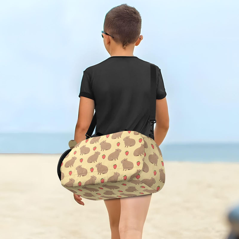 Dance Bag for Girls Capybara Strawberry Pattern Duffle Bags for Kids Boys Sport Ballet Gym Overnight Cheer Tote for School Gymnastics Multi-Strawberry Capybara