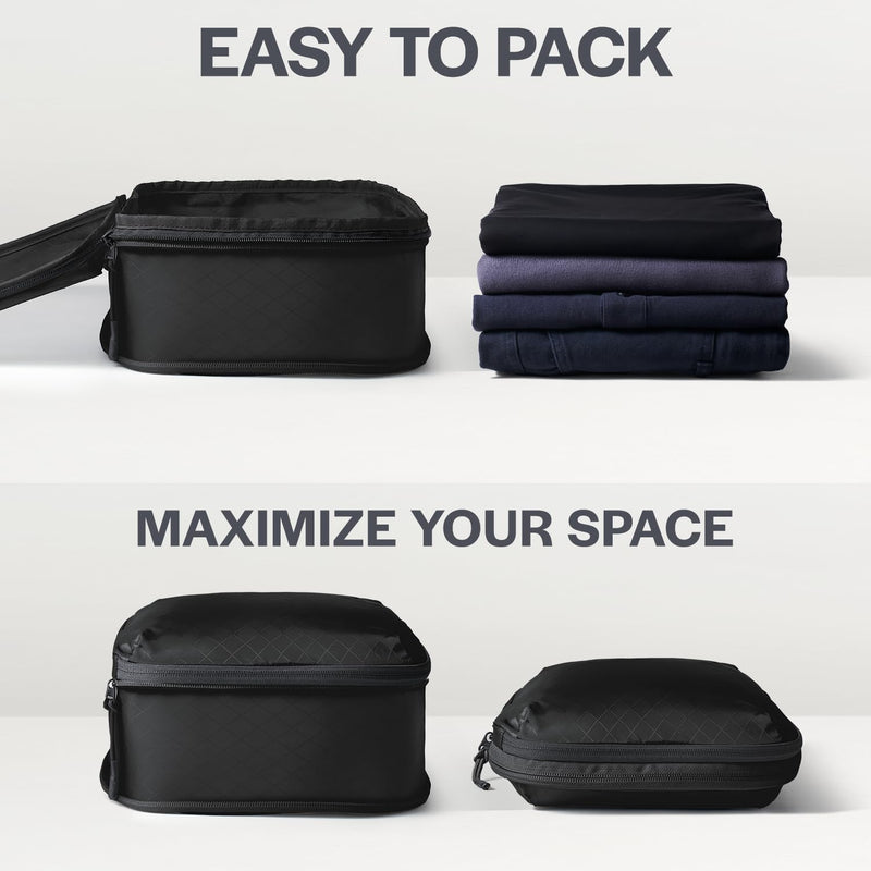 Ultralight Compression Packing Cubes for Travel, 6-Pack, Black | Pack 2x more clothes, Maximize luggage space, YKK Compression zippers, Stay organized, Ultralight travel organizer bags