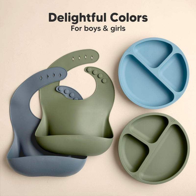 [Australia] - KeaBabies 2-Pack Silicone Bibs For Babies, Silicone Baby Bibs for Eating, Food-Grade Pure Silicone Bib, Toddler Bibs, Waterproof Bibs, Feeding Bibs, Silicon Bibs for Toddlers, Boys, Girls (Slate) Slate 