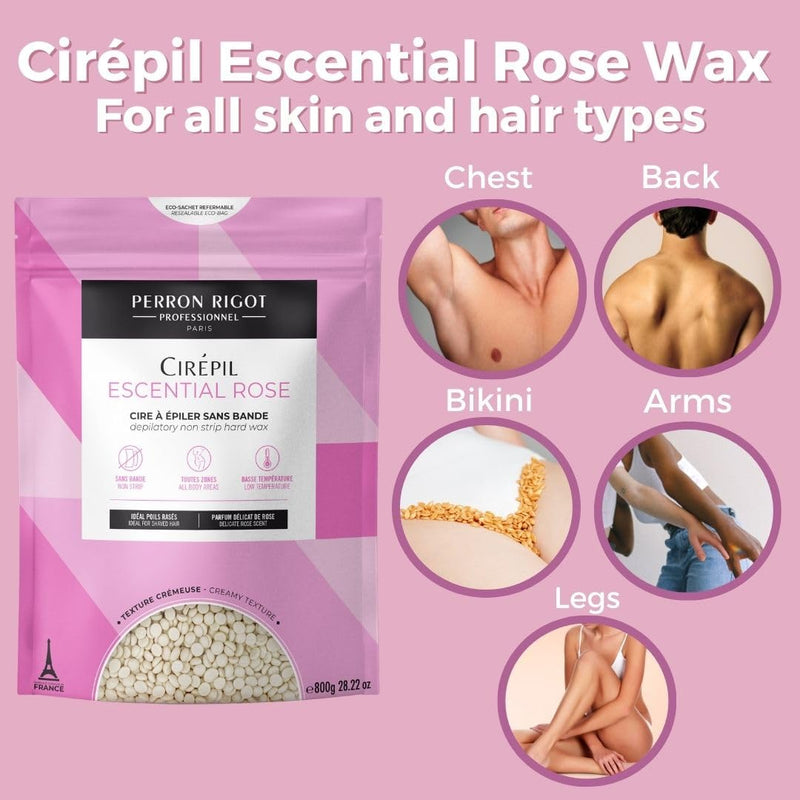 [Australia] - Cirepil - Escential Rose - 800g / 28.22 oz Wax Beads Bag - Light Rose Scent - All-Purpose, Creamy Texture - Perfect for Bikini Waxing 28.22 Ounce (Pack of 1) 