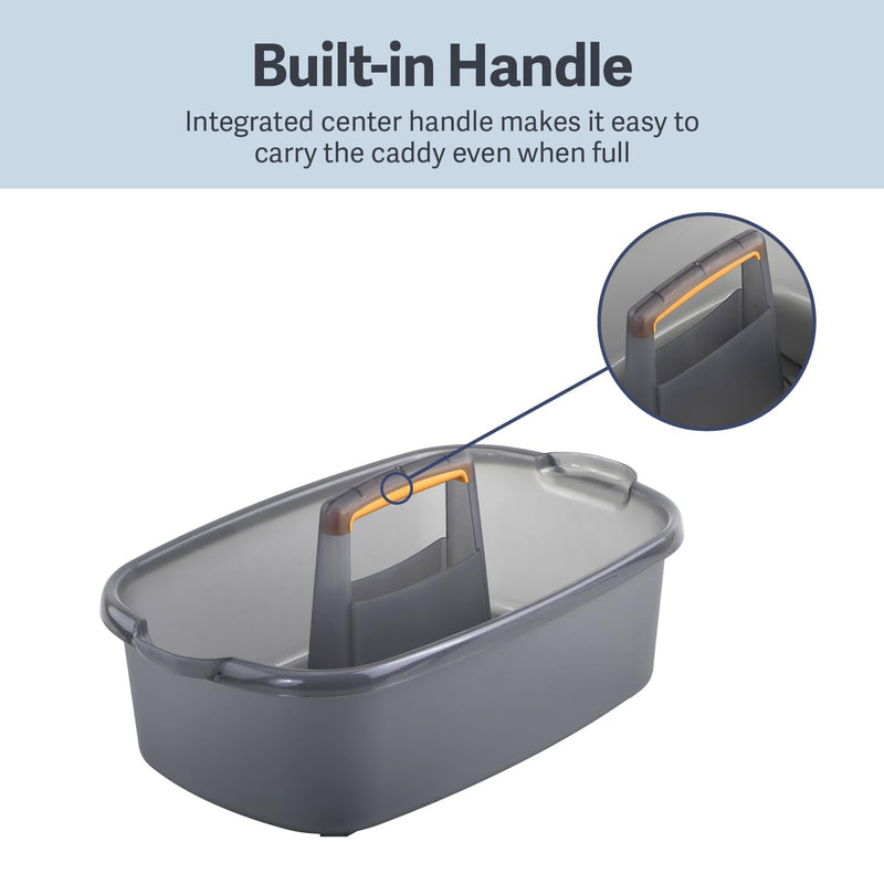 [Australia] - Casabella Plastic Multipurpose Cleaning Storage Caddy with Handle, 1.85 Gallon, Gray and Orange 