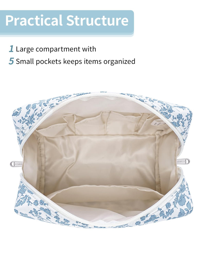 Narwey Checkered Makeup Bag with 6 Set Checkered Compression Packing Cubes for Women Girls