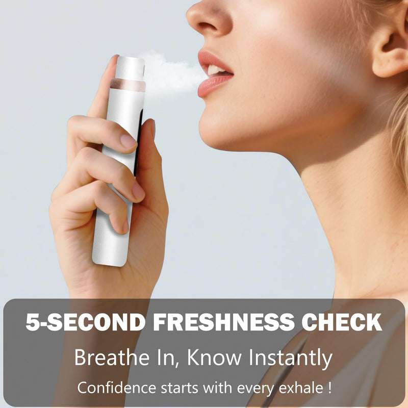 [Australia] - Smart Bad Breath Tester - Hygienic pop-up Probe, Portable Bad Breath Tester with SGS lab-Grade Accuracy MEMS Sensor, 4 Levels of Odour Analysis and Intelligent Social Distance Guidance White 