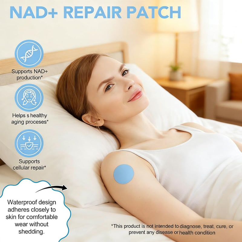 NAD+ Patches | Cellular Energy and Metabolism Support | Botanical Plant-Based Formula with NMN, Resveratrol & Lion's Mane | 30 Vegan Patches