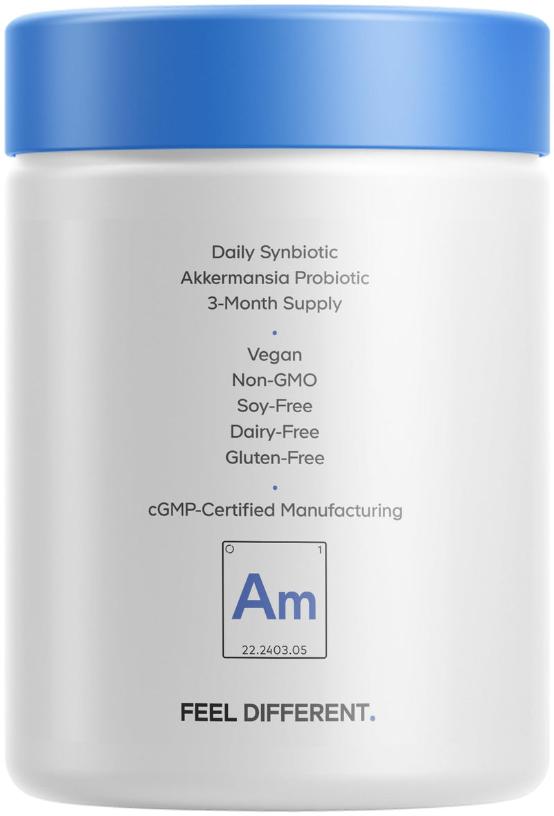 Codeage Akkermansia Muciniphila, 500M AFU, Chicory Inulin, 90 Capsules | Akkermansia muciniphila probiotic, 500 million AFU with chicory inulin prebiotic. 90 shelf-stable capsules. Non-GMO.