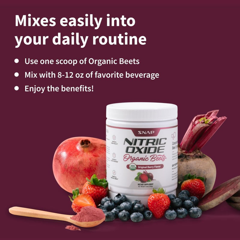 [Australia] - Snap Supplements USDA Organic Beet Root Powder, 3-in-1 Nitric Oxide Supplement, Support Healthy Blood Circulation, 250g (Mixed Berry) Original Berry 