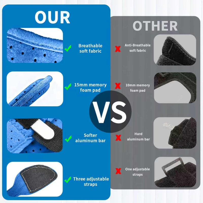 [Australia] - Plantar Fasciitis Night Splint, Adjustable Planter Facetious Orthotic Brace for Pain Relief, 3 straps Drop Foot Universal Size, Day Night Achilles Tendonitis & Heel Spur Relief for Women Men, Blue 