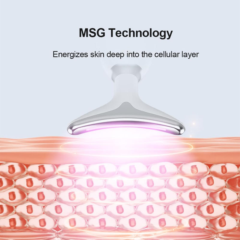 7-in-1 LED Skin Sculptor - Red Light Neck Massager with Heat - Ergonomic Relaxation Device for Muscle Comfort & Skin Care, Non-Medical Personal Use,White,2025