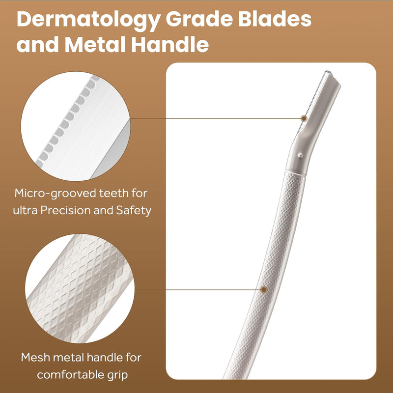 [Australia] - Eyebrow Razor Dermaplaning Tool with 10 Blade Refills Exfoliating Face Razors for Women Facial Razor for Peach Fuzz and Eyebrow Hair Removal Silver 