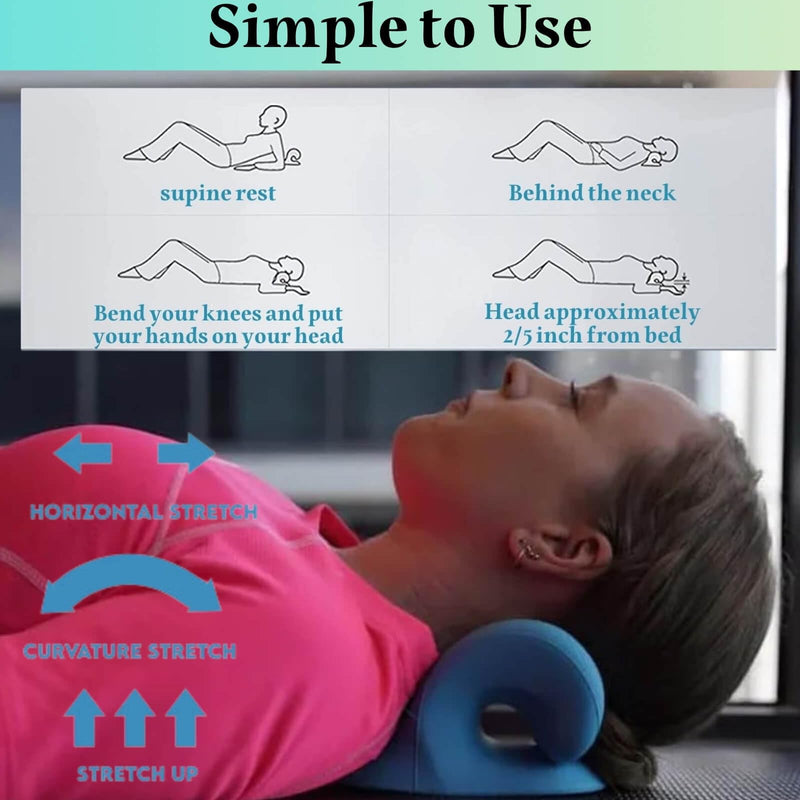 [Australia] - Cervical Traction Device, Neck Stretcher Cervical Traction for Muscle Relax, Neck Hump Corrector for TMJ Pain Relief, Shoulder Relaxer, Spine Corrector (Blue) 