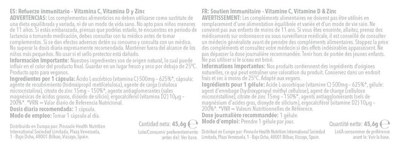 Vitamin C, D and Zinc Capsules for Immunity Support | One-a-Day Formula | 120 Fast Release Capsules = 4 Months’ Supply | Vegan Friendly | Manufactured in The UK Unflavoured (Label) 60 count (Pack of 2)
